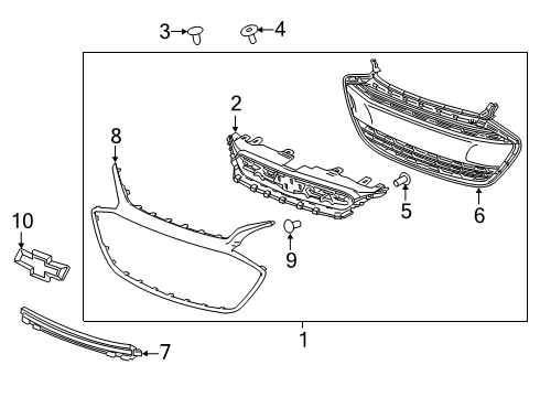 2022 Chevy Spark Grille & Components Diagram 1 - Thumbnail