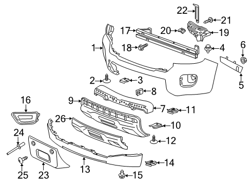 2016 GMC Canyon Front Bumper Diagram