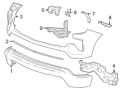 2023 Chevy Silverado 1500 FASCIA ASM-FRT BPR UPR *SERV PRIMER Diagram for 85638716