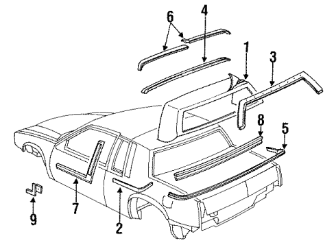 1987 Cadillac Eldorado Roof Panel Emblem Diagram for 20675590