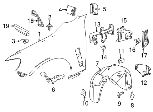 2015 Chevy SS Bracket, Front Fender Rear Lower Diagram for 92161363