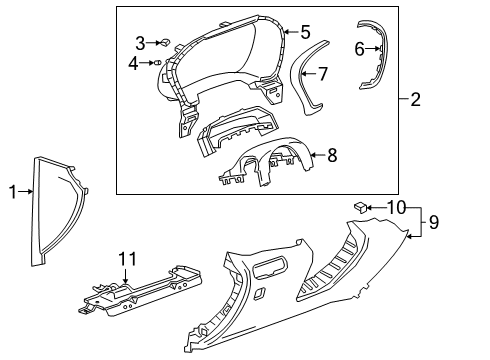 2019 Chevy Blazer DEFLECTOR ASM-I/P KNEE BOLS Diagram for 84782119