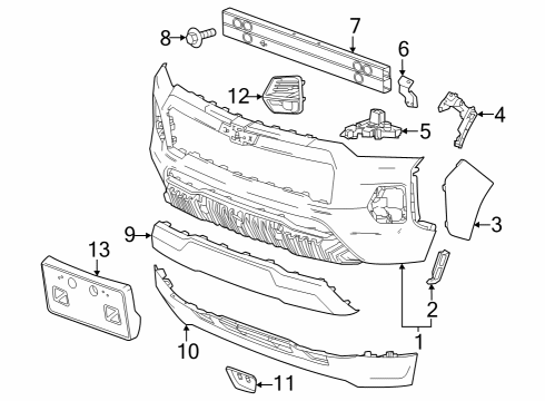 2023 Chevy Colorado FASCIA-FRT BPR UPR *SERV PRIMER Diagram for 85617686