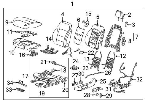 2018 Chevy Malibu Driver Seat Components Diagram 1 - Thumbnail