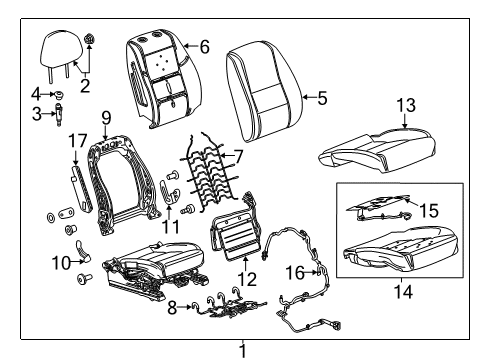 2016 Chevy Impala Cover Assembly, Front Seat Cushion *Titanium Diagram for 23334305