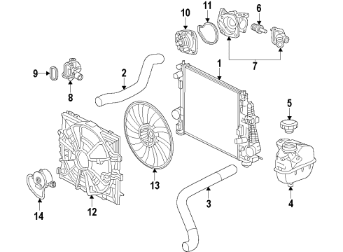 2015 Cadillac CTS Cooling System, Radiator, Water Pump, Cooling Fan Diagram 9 - Thumbnail