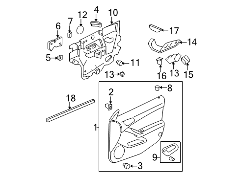 2008 Pontiac G6 Interior Trim - Front Door Diagram