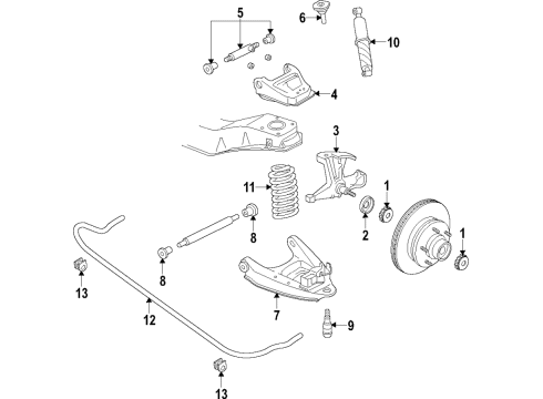 1999 Chevy Express 3500 Front Suspension, Control Arm Diagram 2 - Thumbnail