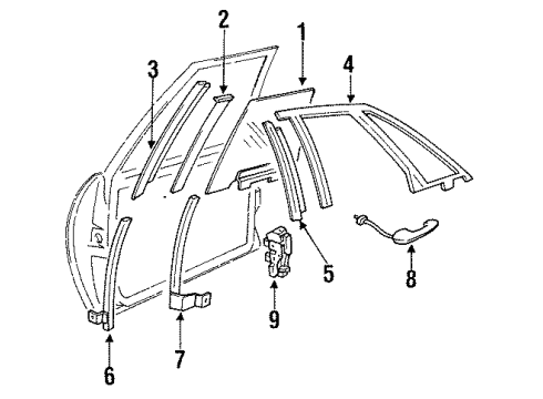 1994 Buick Park Avenue Front Door Glass & Hardware, Lock & Hardware Diagram