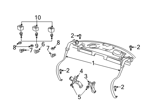 2006 Chevy Monte Carlo Rear Seat Belt Kit Center (Retractor Side) *Light. Neut*Neutral Diagram for 89025886