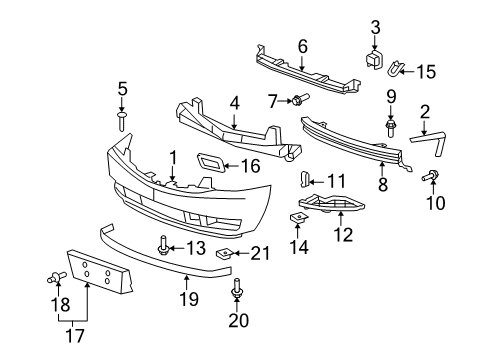 2013 Cadillac Escalade Front Bumper Diagram 1 - Thumbnail