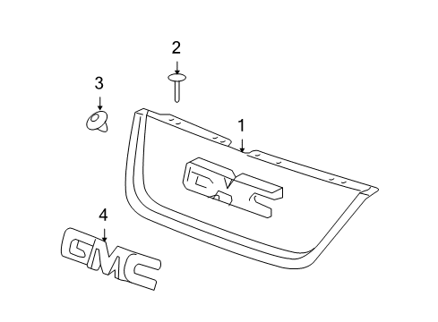 2008 GMC Acadia Grille & Components Diagram