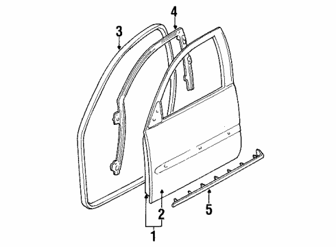 2001 Oldsmobile Aurora Weatherstrip, Front Side Door Lower Diagram for 25646038