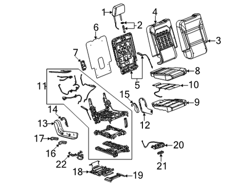 2021 Cadillac Escalade FRAME KIT-R/SEAT BK & BTM Diagram for 87853784