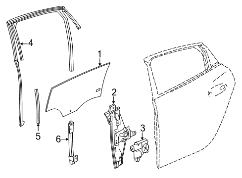 2018 Buick LaCrosse Window, Rear Side Door (Rh) Diagram for 22973991