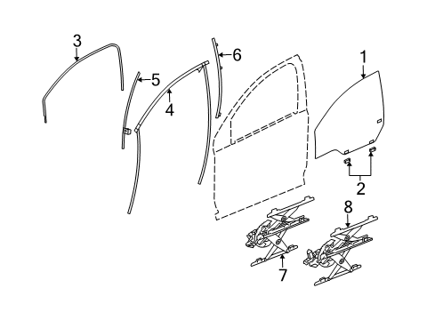 2004 Saturn Ion Channel Asm,Front Side Door Window Diagram for 21992707