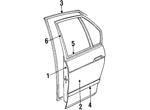 1990 Pontiac Grand Prix Molding Kit,Rear Side Door Center Diagram for 88892137