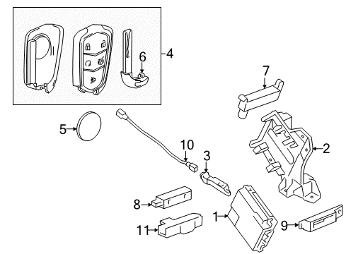 2014 Cadillac CTS Receiver Assembly, Remote Control Door Lock & Theft Deterrent Diagram for 22860463