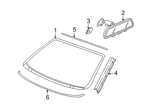 1999 Pontiac Grand Am Windshield Glass, Reveal Moldings Diagram