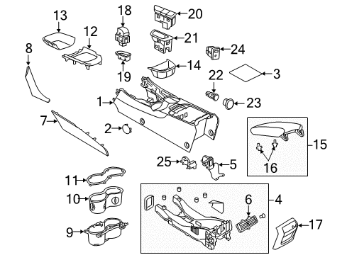 2014 Chevy SS Bumper,Front Floor Console Compartment Door Diagram for 92256448