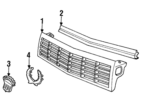 1993 Cadillac Allante Radiator Grille And Front End Ornamentation Emblem Diagram for 1635255