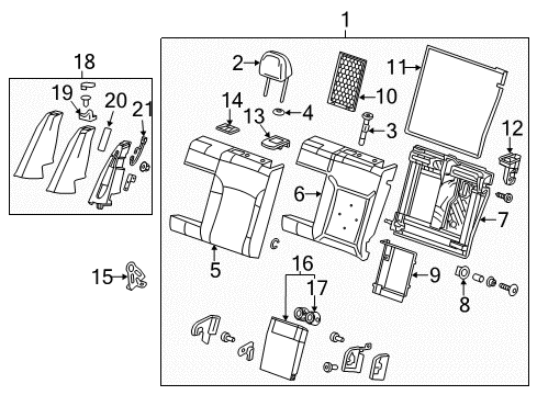 2016 Chevy Impala Cover Assembly, Rear Seat Back *Titanium Diagram for 23334248