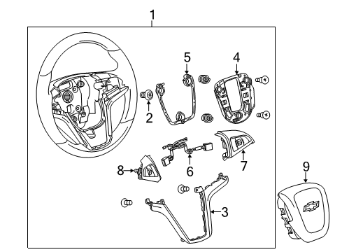 2012 Chevy Camaro Steering Wheel Assembly *Red Diagram for 22838989