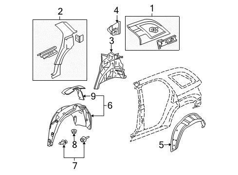 2006 Chevy Equinox Inner Structure - Quarter Panel Diagram