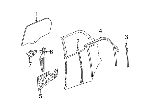 2007 Pontiac Torrent Rear Door - Glass & Hardware Diagram