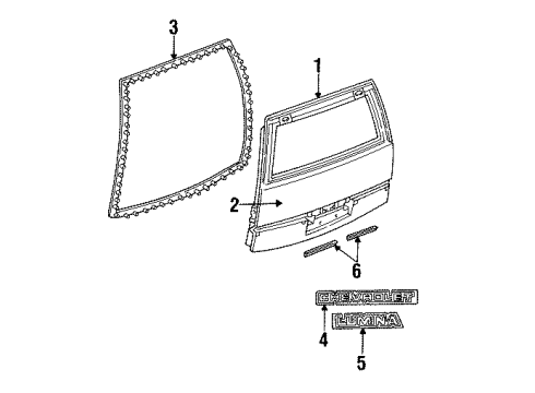 1991 Chevy Lumina APV Gate Asm,Lift Diagram for 12529184