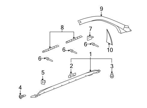 2009 Pontiac Torrent Exterior Trim - Pillars, Rocker & Floor Diagram