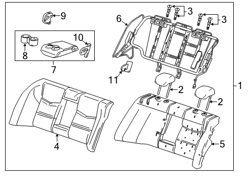 2016 Cadillac CTS Pad Assembly, Rear Seat Back Diagram for 23152948