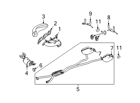 2009 Cadillac STS Exhaust Muffler Assembly (W/ Resonator, Exhaust & Tail Pipe Diagram for 15899099