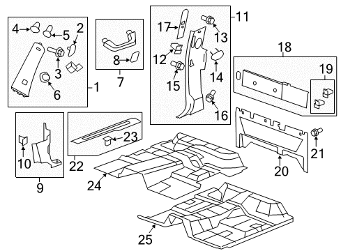 2012 GMC Sierra 3500 HD Carpet Assembly, Body Rear Inner Panel<Do Not Use Co*Cashmere E Diagram for 22879564