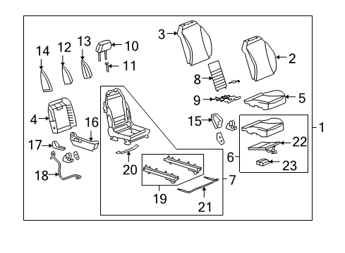 2010 Chevy Malibu Passenger Seat Components Diagram 1 - Thumbnail