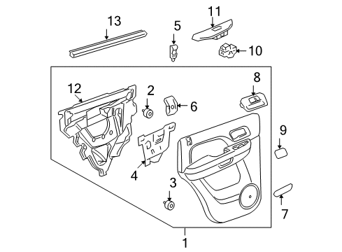 2007 Cadillac Escalade Handle Assembly, Rear Side Door Inside *Ebony Diagram for 22861092