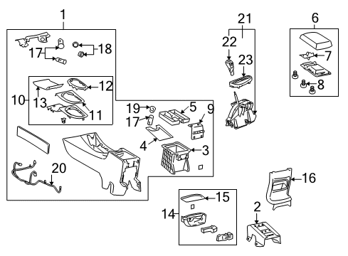 2015 Chevy Impala Limited Console Assembly, Front Floor *Ebony/Ltneu Diagram for 22792194