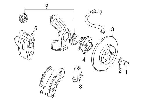 2005 Chevy Cavalier Brake Components, Brakes Diagram 1 - Thumbnail