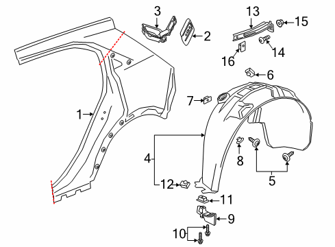 2020 Cadillac XT4 Quarter Panel & Components Diagram