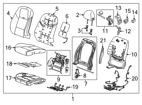 2019 Cadillac ATS Driver Seat Components Diagram 3 - Thumbnail