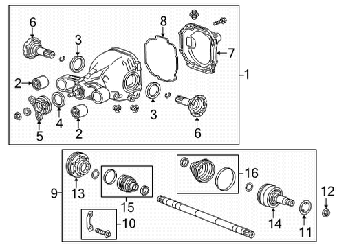 2020 Cadillac CT5 Rear Wheel Drive Shaft Assembly Diagram for 84492523