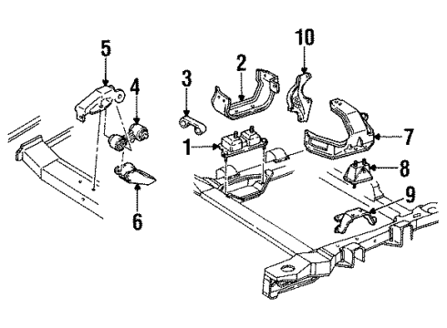 1993 Chevy Lumina Engine & Trans Mounting Diagram 1 - Thumbnail