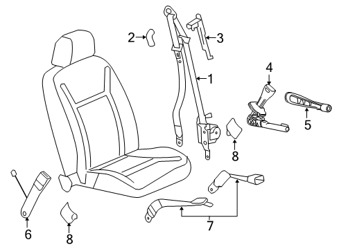 2016 Chevy Impala Limited Driver Seat Belt Kit (Retractor Side) (W/ Pre, Tensioner)*Ebony Diagram for 19259199