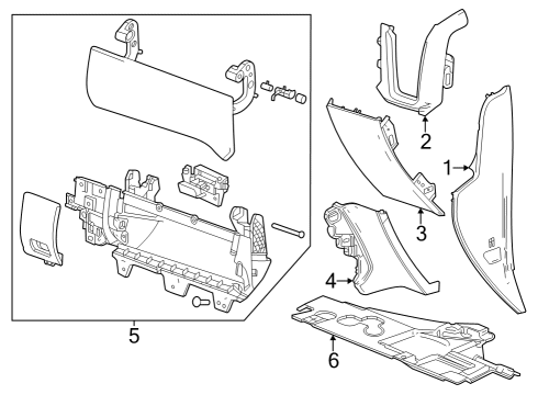 2023 GMC Sierra 1500 Filler Assembly, I/P Lwr T/Pnl Otr *Black Diagram for 84651910