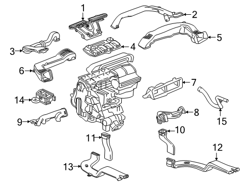 2023 Cadillac XT6 Duct, Side Window Defogger Outlet Diagram for 23378134