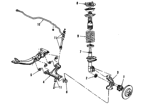 1988 Buick Skylark Front Suspension System, Front Axle Diagram 2 - Thumbnail