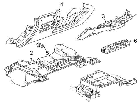 2021 Cadillac CT5 Panel Assembly, I/P Lwr Ctr Tr *Black Diagram for 84536422