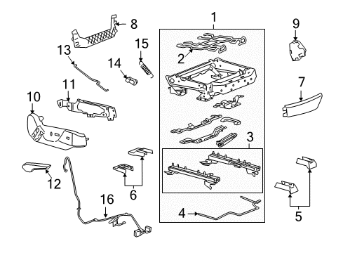 2013 Cadillac CTS Frame Assembly, Passenger Seat Cushion Diagram for 20993913