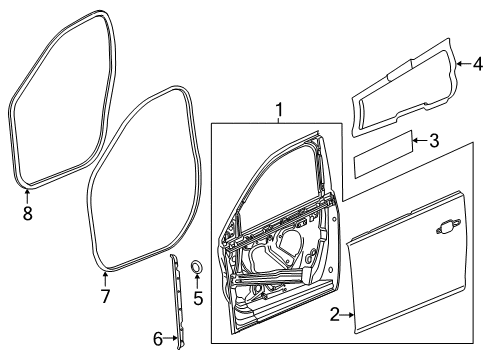 2018 Chevy Malibu Weatherstrip Assembly, Front Side Door Front Auxiliary Diagram for 23295055