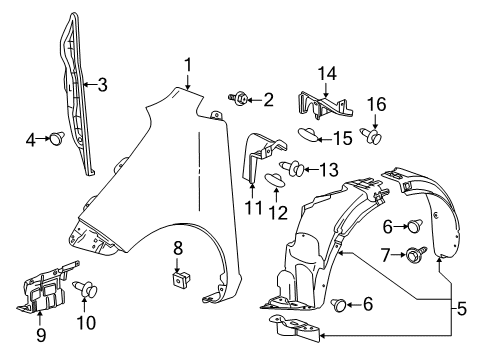 2013 Chevy Spark Liner,Front Wheelhouse Diagram for 95238346